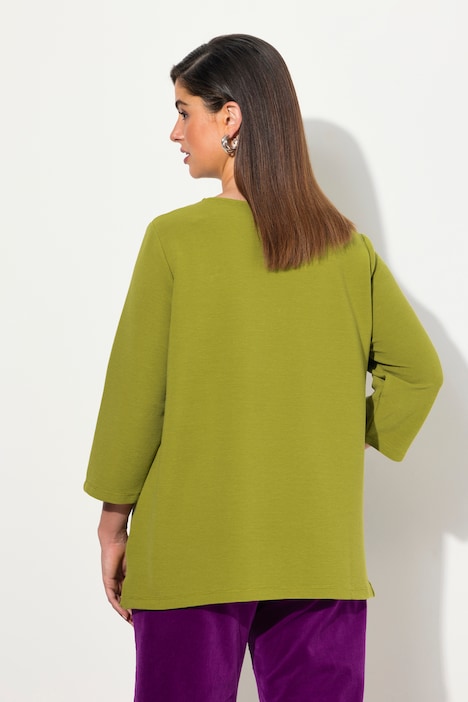 Sweatshirt, Querrippen, Rundhals, 3/4-Arm