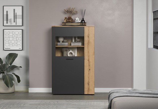 INOSIGN Highboard »Estepona« 1 Stk. tlg. Highboard mit 2 Türen - (B/T/H) 90/42/146 cm