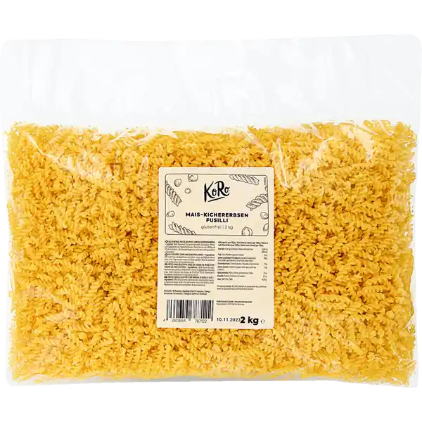 Fusilli aus Mais und Kichererbsen