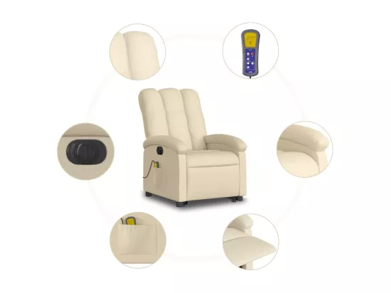 Fauteuil inclinable massant électrique Crème Tissu