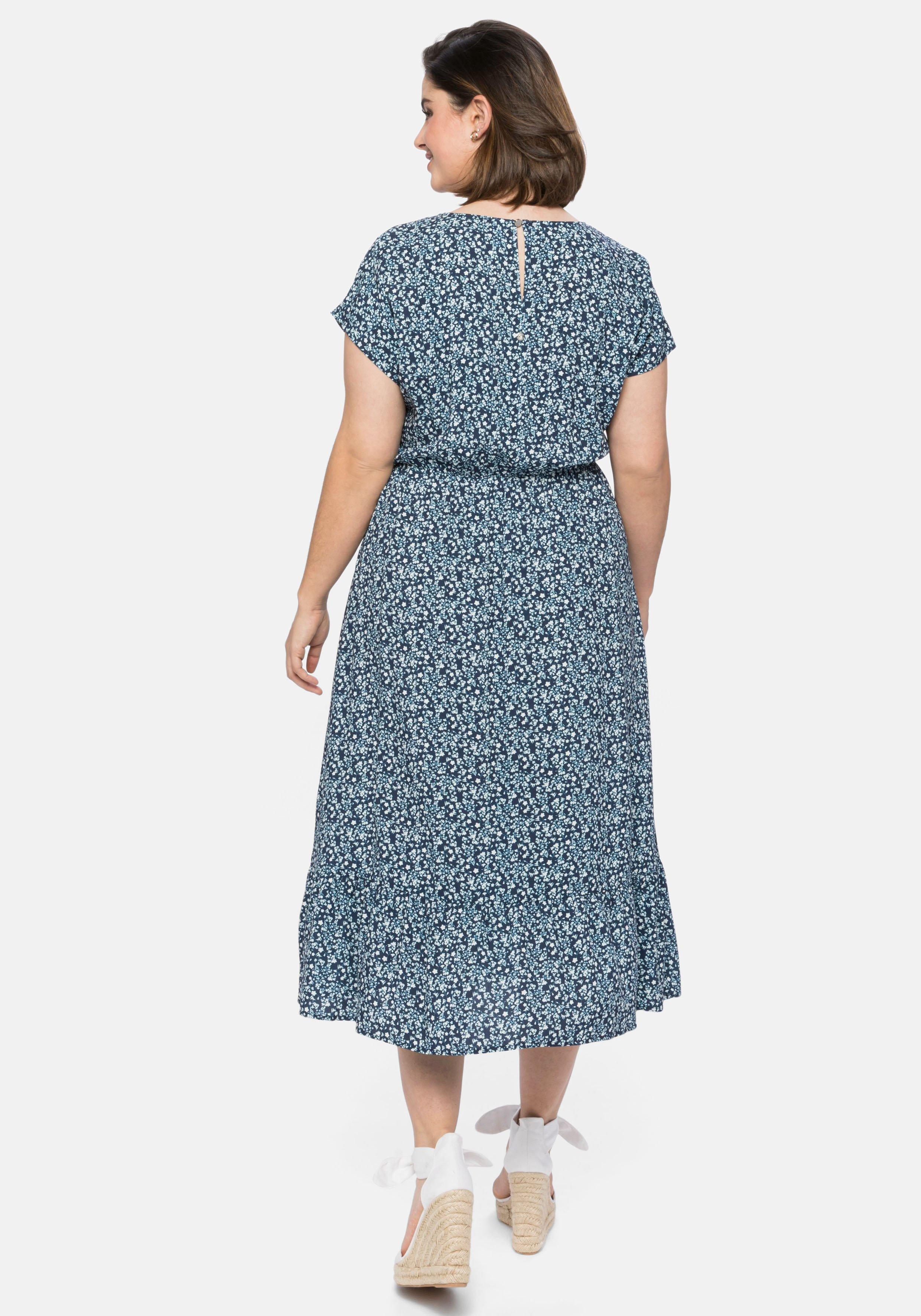 Kleid mit V-Ausschnitt und Blumendruck