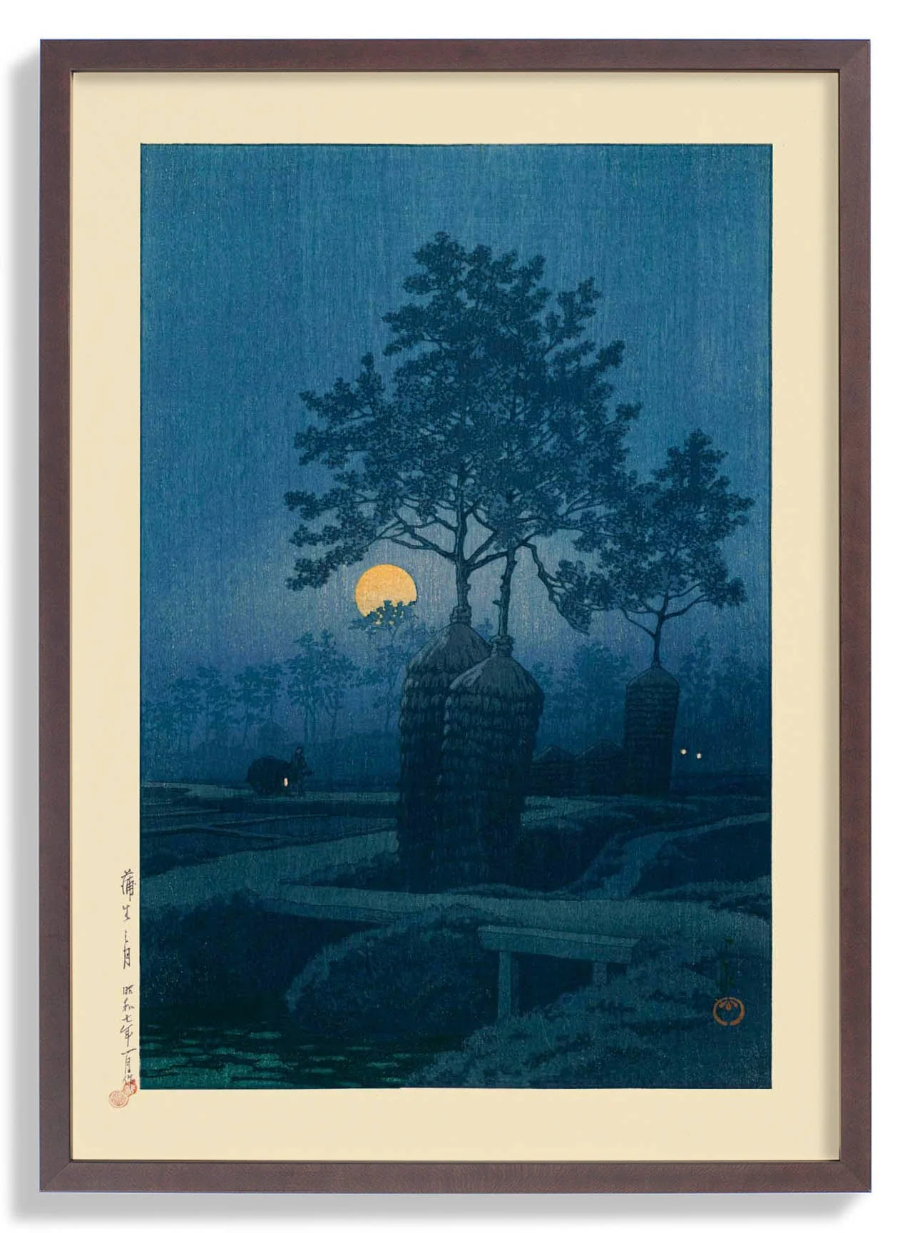 Vollmond bei Gamo Kunstdruck von Hasui