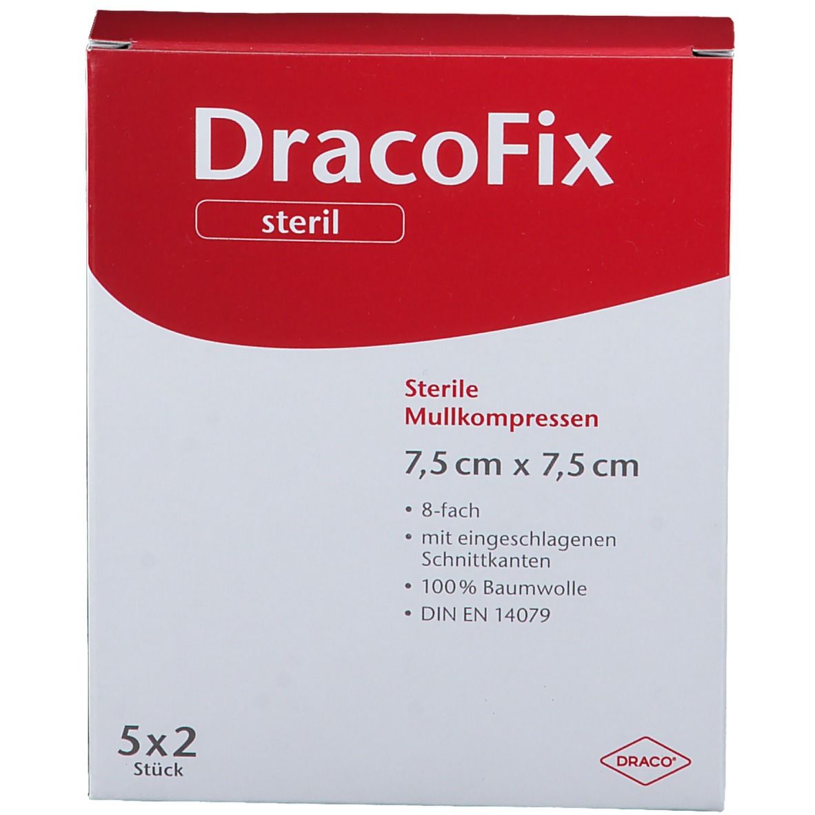 DracoFix Mullkompressen steril 8fach 7,5 x 7,5 cm