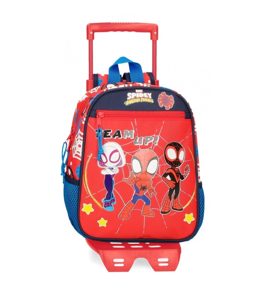 Mochila pré-escolar Joumma Bags Spidey and Friends de 28 cm com rodas vermelhas