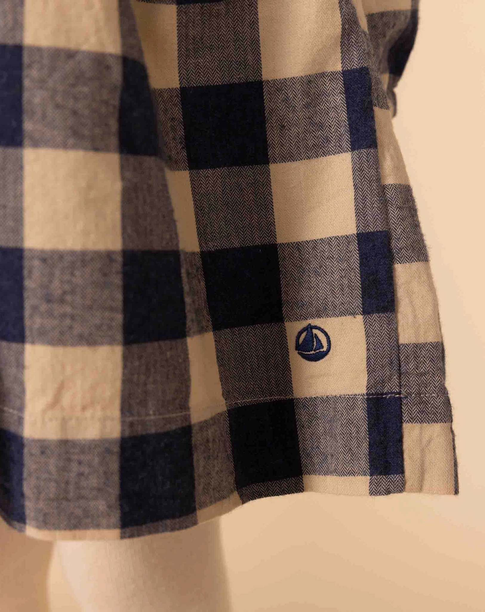 Langarmkleid LOLIE beige/blau/kariert