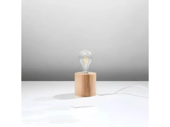 Sollux SALGADO Lampe de Table Cylindrique Lampe de Table Bois Naturel E27