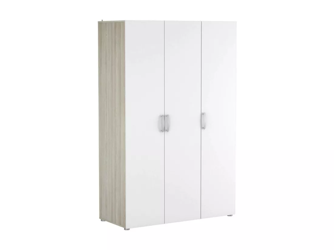 Grande Garde-robe Dmatild, Meubles de chambre, Penderie de plain-pied, Placard à vêtements, 119x51 h185 cm, Chêne clair et Blanc mat