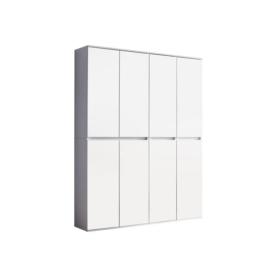 Hioshop Minor kledingkast 8 deuren- wit- spiegel