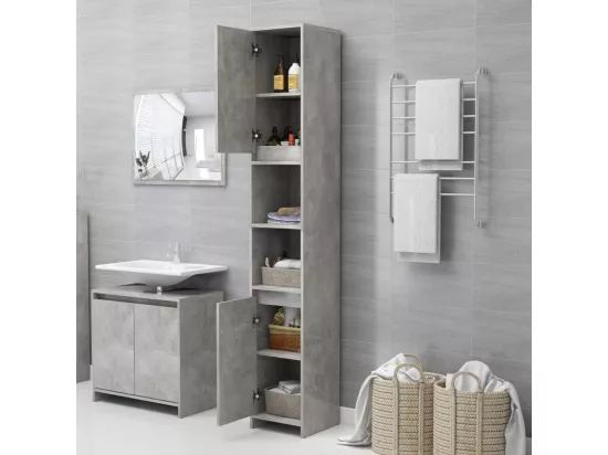 Armoire de salle de bain Gris béton 30x30x183,5 2