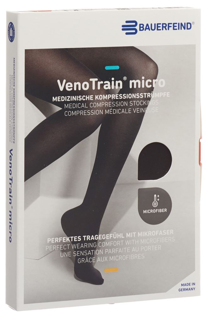 Bauerfeind VenoTrain Micro KKL2 AD<br>1 Paar, L, plus/long geschlossene Fussspitze schwarz