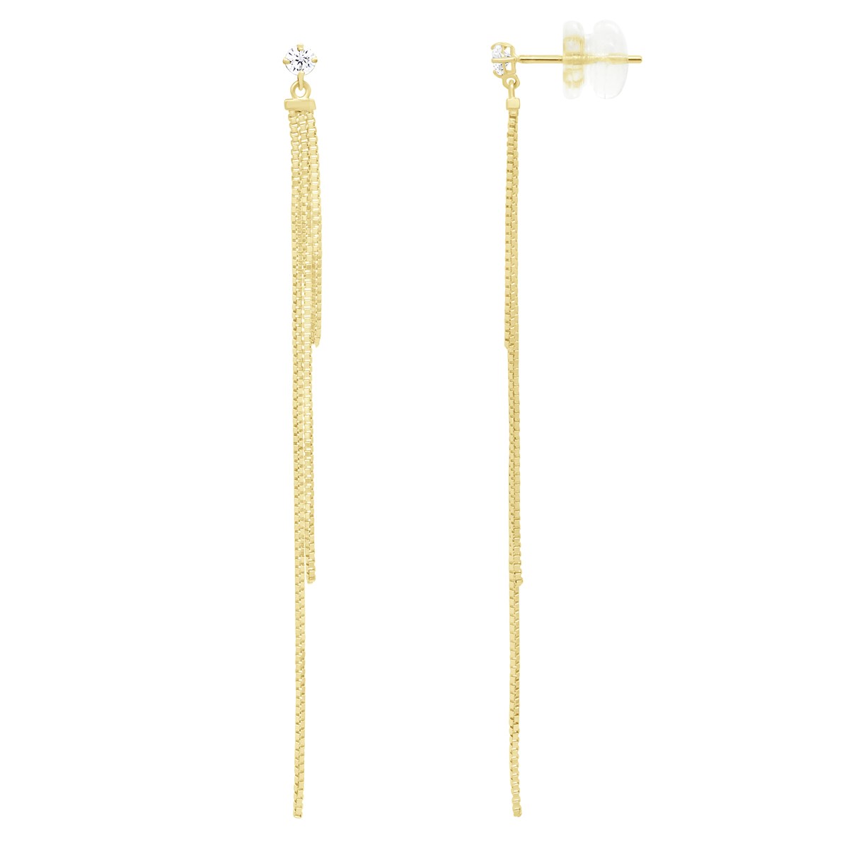 Boucles D'Oreilles Ornée d'Oxydes de Zirconium - Or Jaune