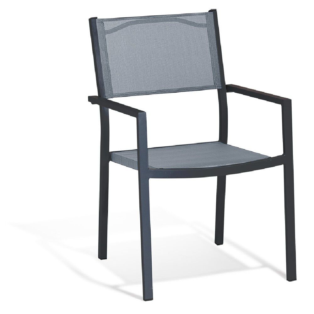 Fauteuil de jardin Oslow aluminium textilène gris 59x55,5xH.86 cm