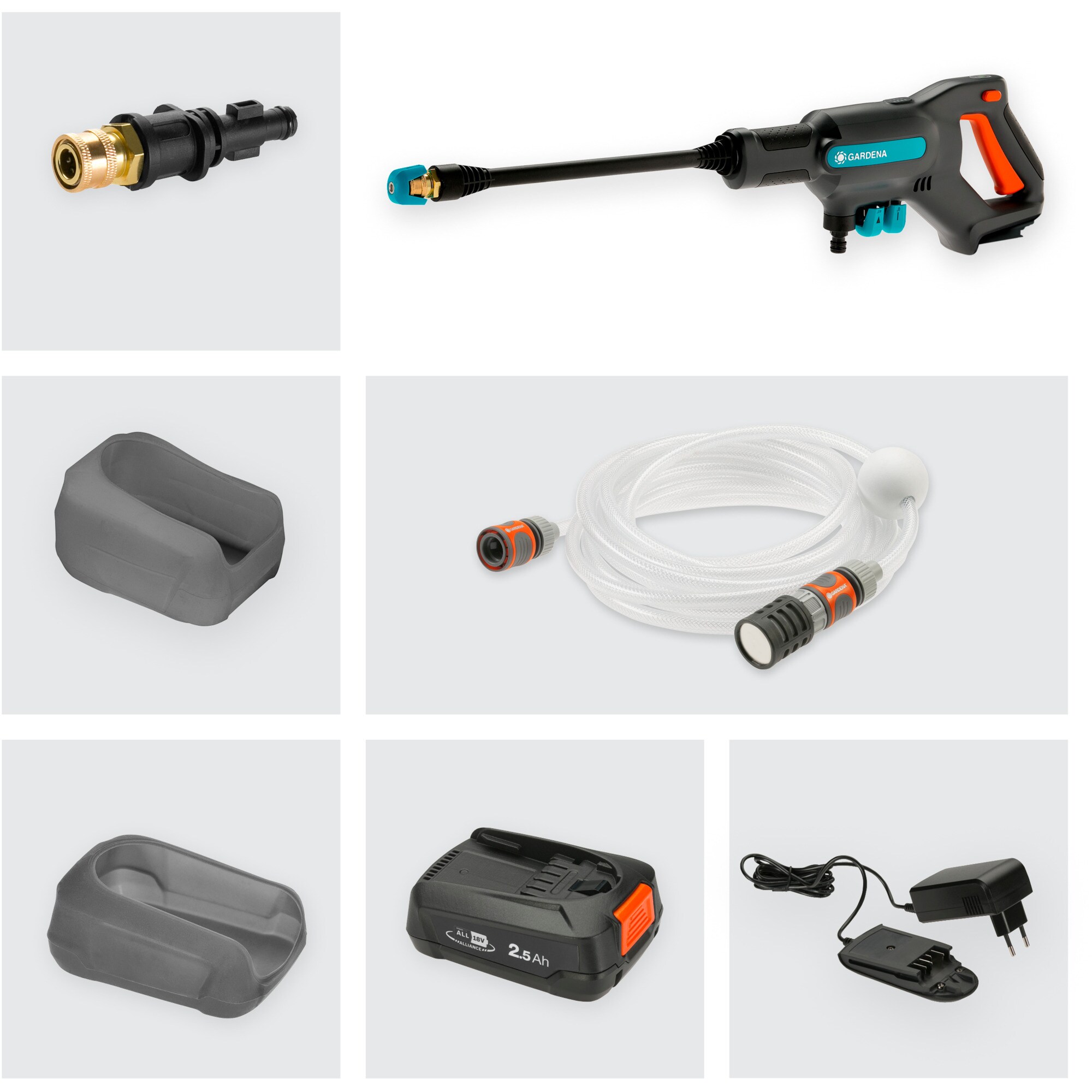 GARDENA Druckreiniger Akku-Mitteldruckreiniger AquaClean 24/18V P4A Set
