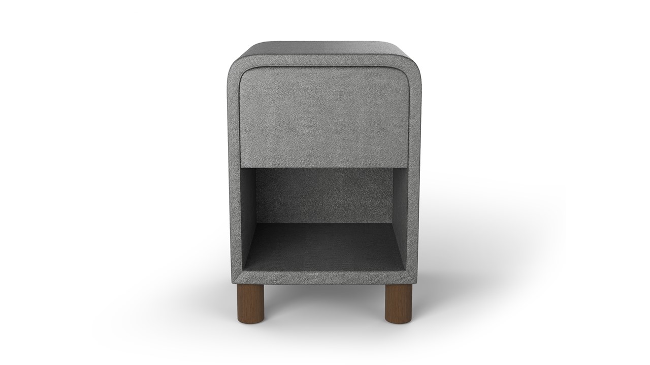Nachtkast rond B Bright met 1 lade en poten dark grey
