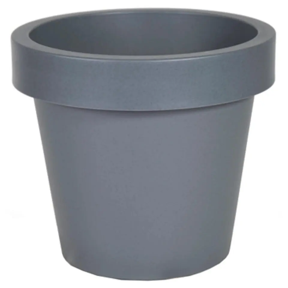 Mega Collections Plantenpot/bloempot - kunststof - grijs - D25 cm