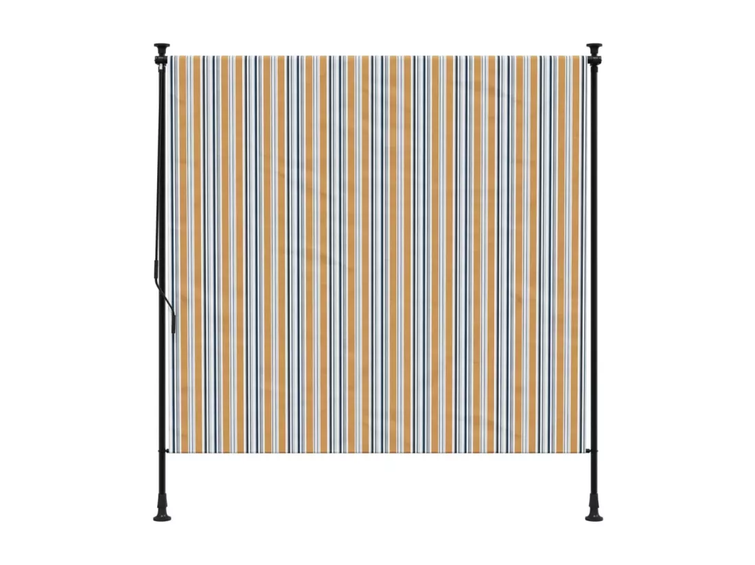 Store roulant d'extérieur jaune et blanc 150x270 cm tissu acier