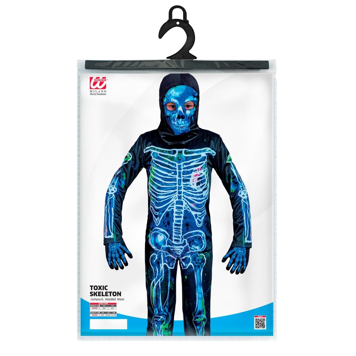 Halloween Kostuum Zwart Blauw Kind Skelet 2 delig