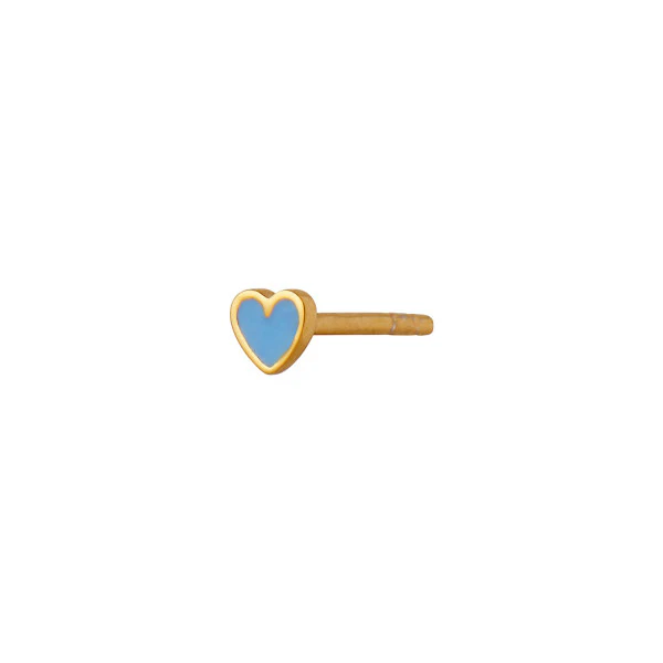 STINE A Jewelry  Petit Love Heart ørestikker - forgyldt/light blue
