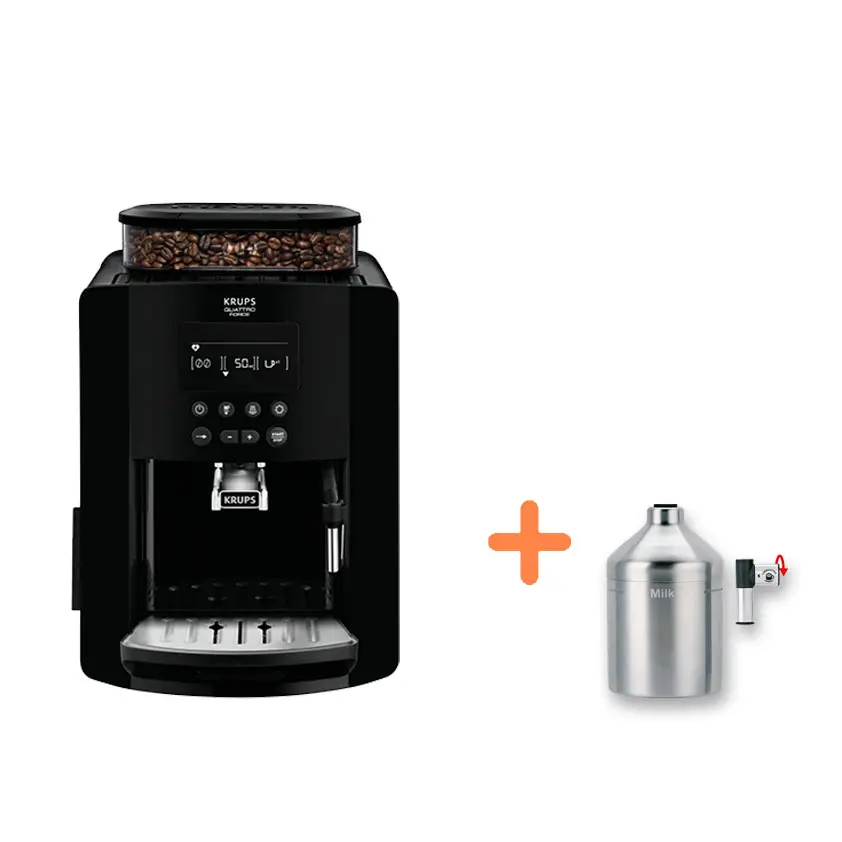 Set: Kaffeevollautomat Arabica Display Black und Cappuccino Milch Zubehör