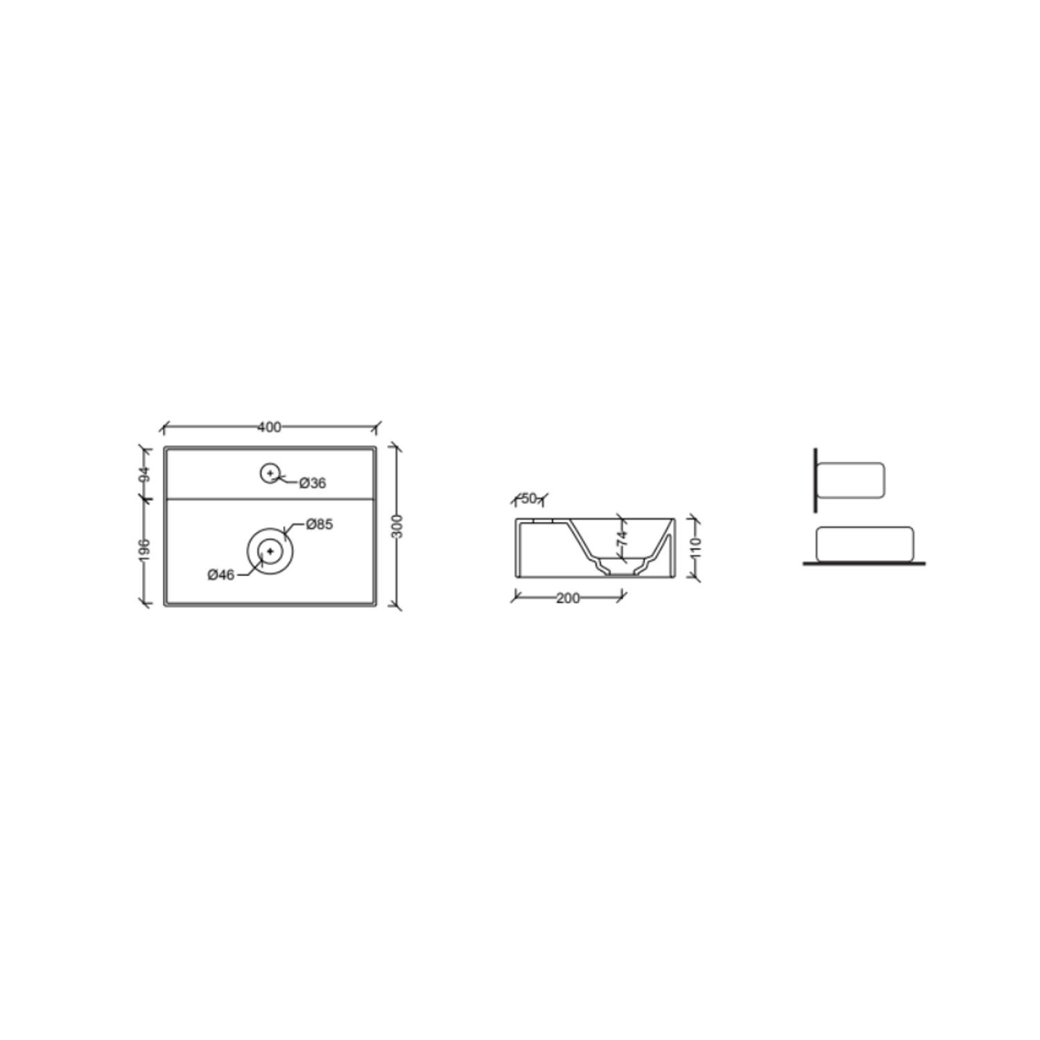 Salenzi Spy Fontein met clickwaste 40x30 cm mat zwart