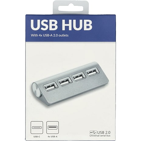 USB-C hub til USB-A 2.0 - sølv