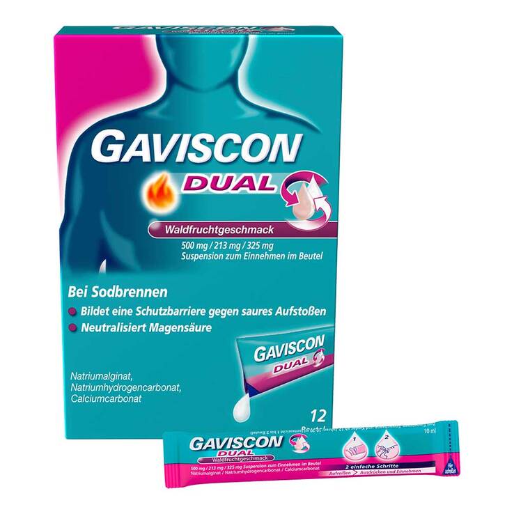 Gaviscon Dual Waldfrucht 500mg / 213mg / 325mg Sue, 12X10 ml