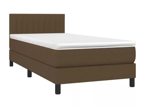 Sommier tapissier et matelas et LED Marron foncé 90x190cm Tissu