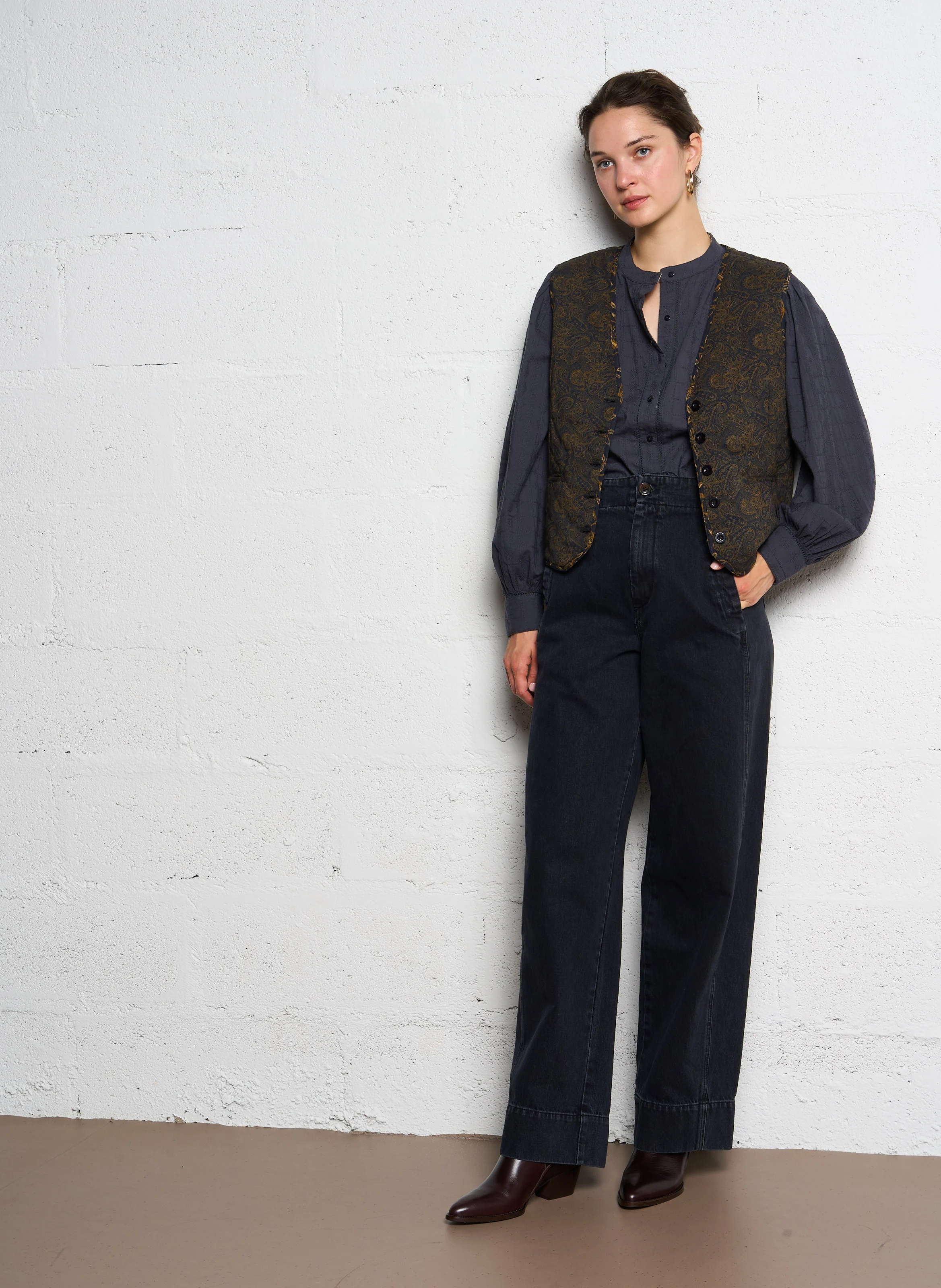 DYLAN - Veste col V en coton | Jaune