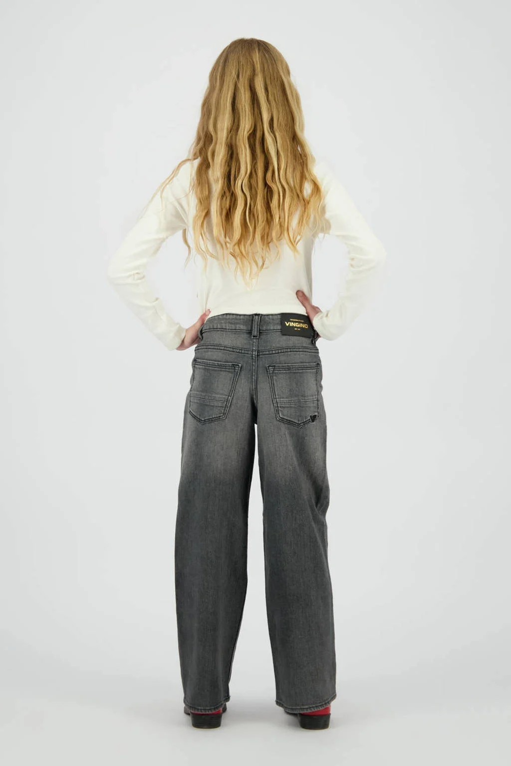 Vingino high waist wide leg jeans grey denim