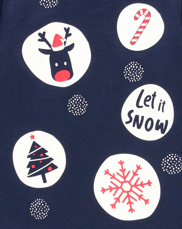 Schlafanzug LET IT SNOW 2-teilig lang in marine