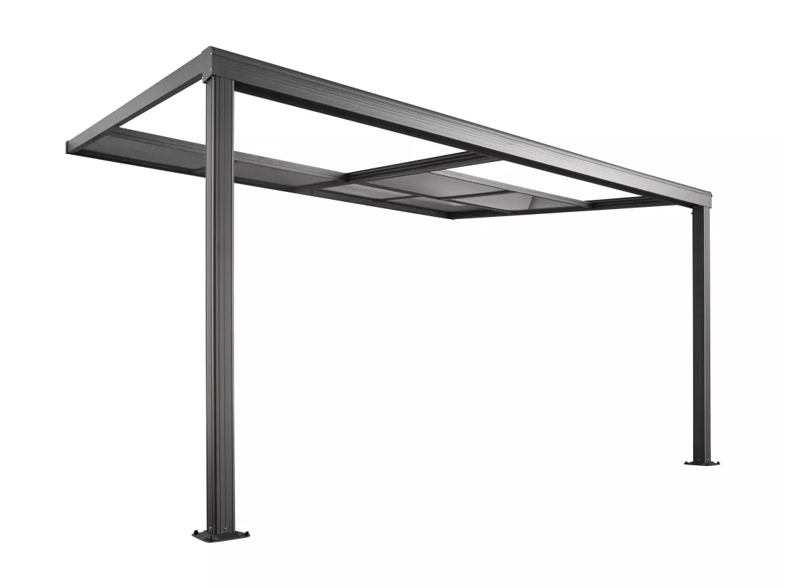Pergola adossée en aluminium avec toit coulissant - 12m² - anthracite - IZEDA