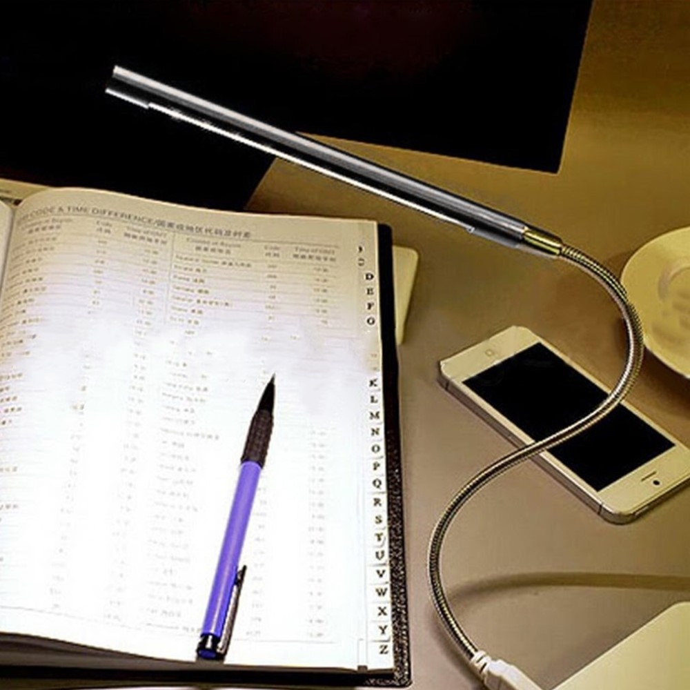 Mini USB LED Licht Leselampe biegbar für Notebook / Laptop - Silber
