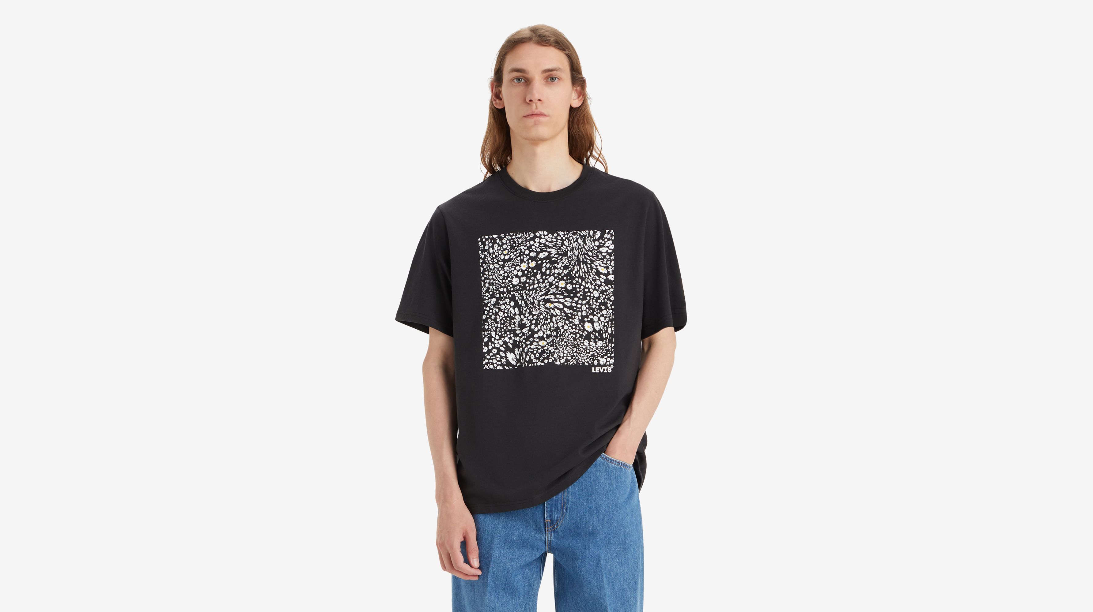T-shirt graphique Relaxed - Headline Floral Caviar - Noir