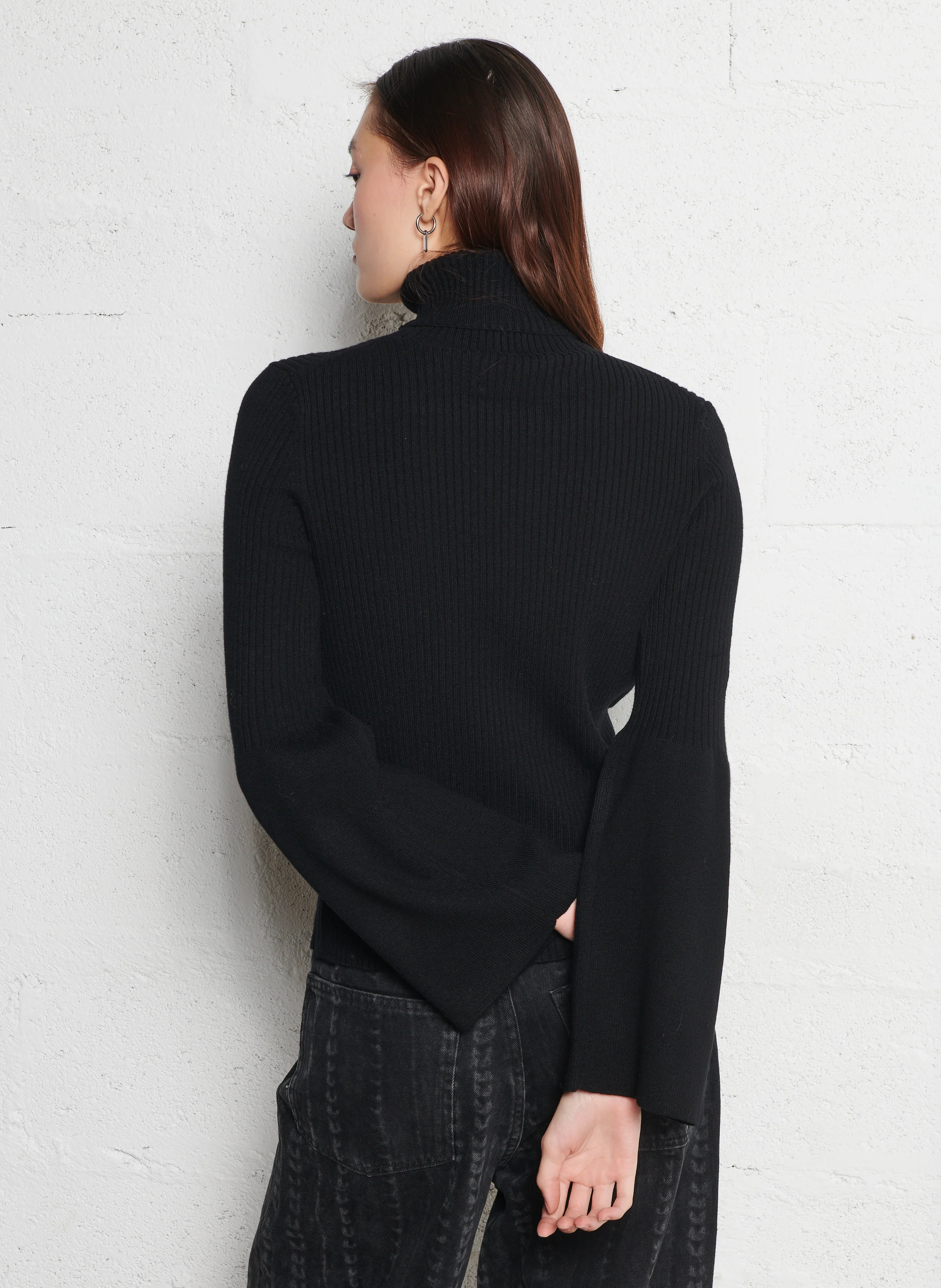 ALFA - Pull col roulé en laine | Noir