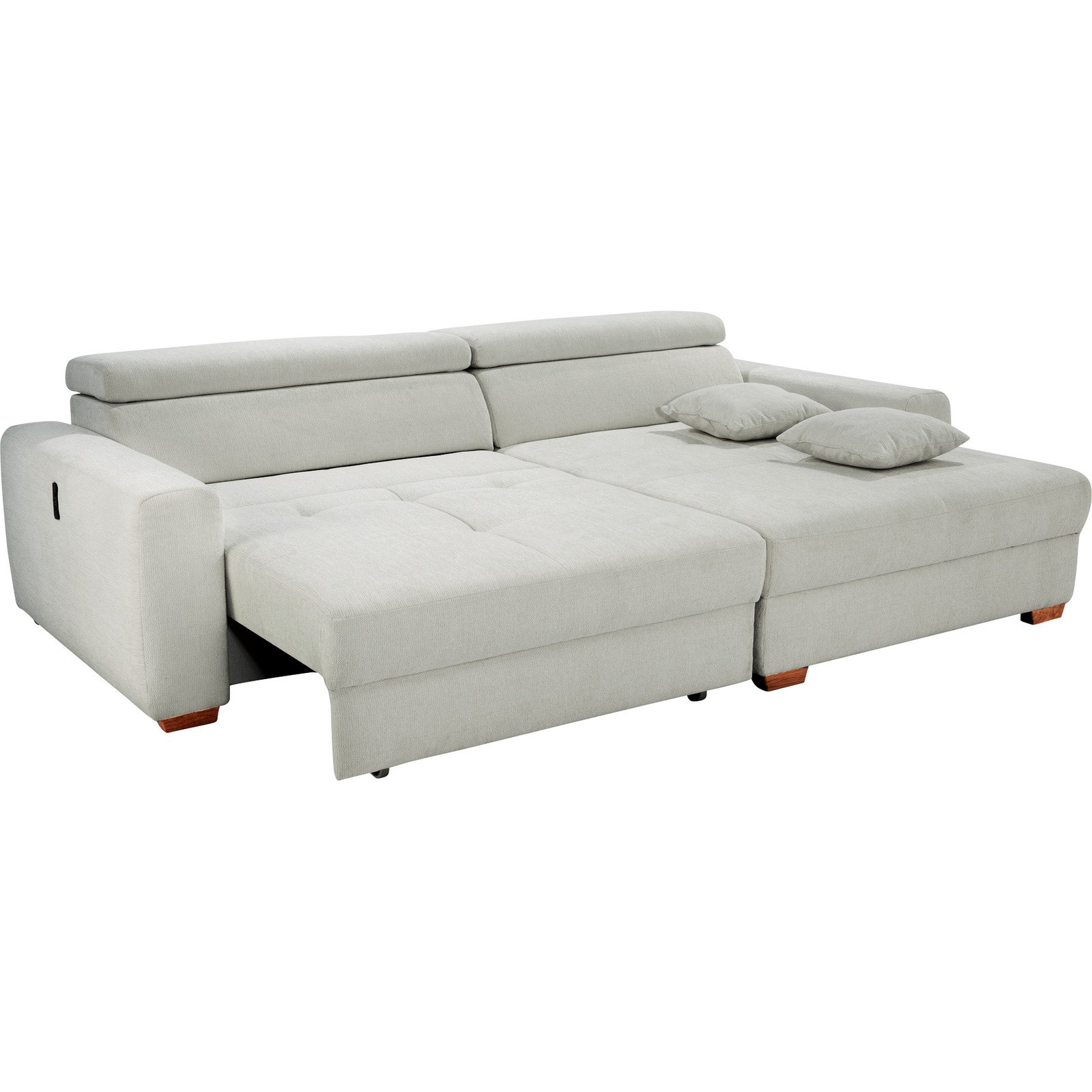 Ecksofa Track Stoff grau mit elektrischer Vorziehbank