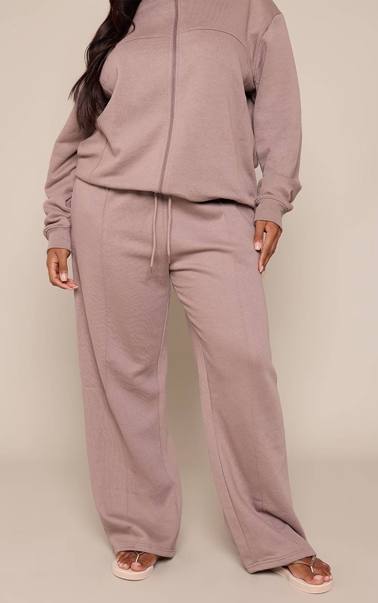 Charbon Jogging Grande Taille Taille Mi-haute Jambe Droite Avec Détails De Coutures
