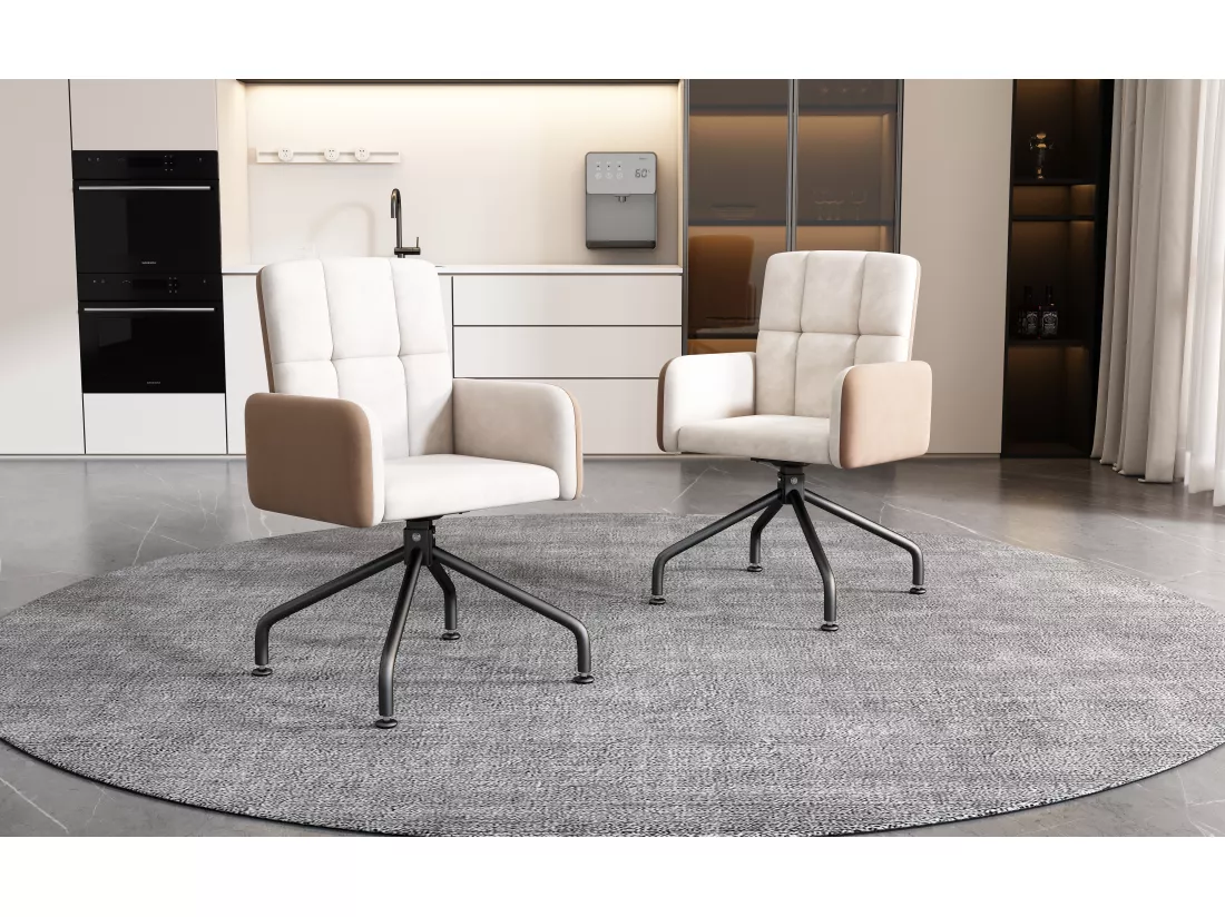 Chaise en velours assortie, lot de 1, fauteuil de salle à manger, chaise pivotante, beige