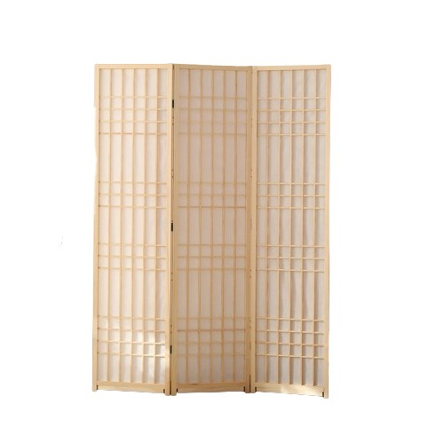 (176x129cm) Raumteiler Faltbarer Paravent Sichtschutz Trennwand Home Raumtrenner Japanischer Stil - Hellbraun / Weiss
