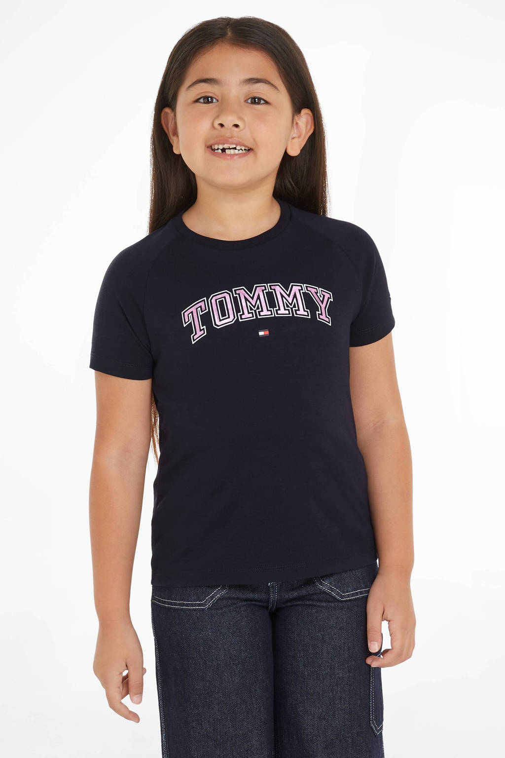 Tommy Hilfiger T-shirt met logo zwart/roze