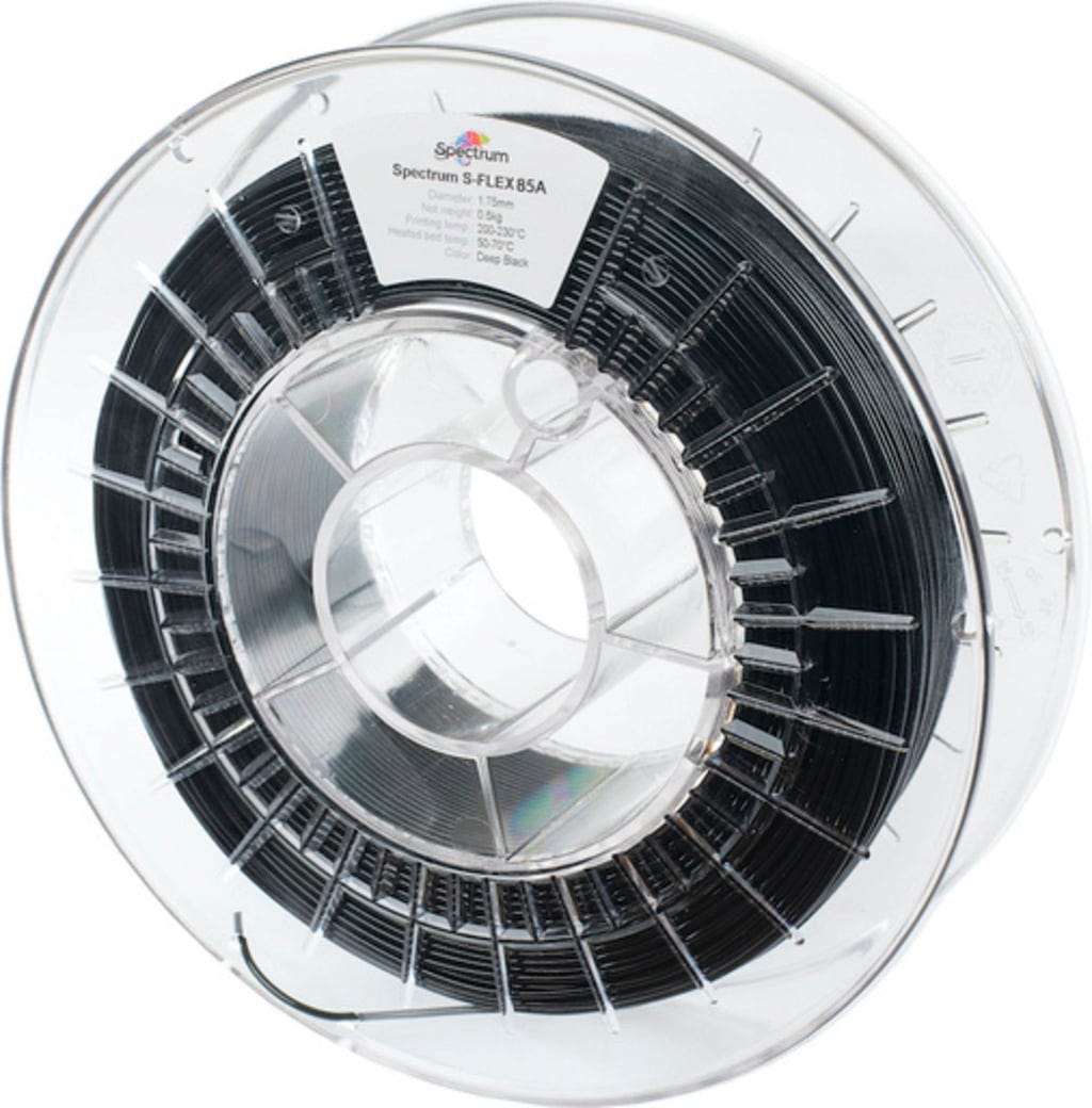 Spectrum  S-Flex 85A Deep Black, 1,75 mm / 500 g    Flexibles Filament mit hoher Hydrolysebeständigkeit