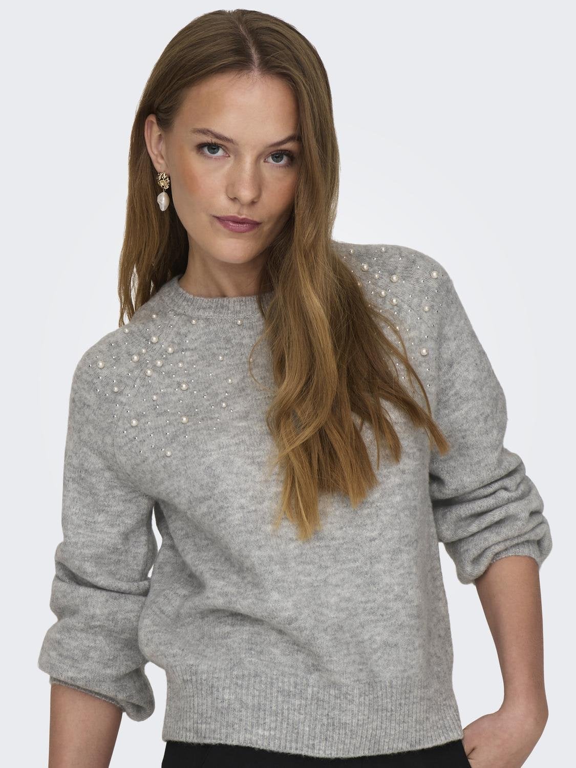 JDYPEARL Strickpullover Light Grey Melange