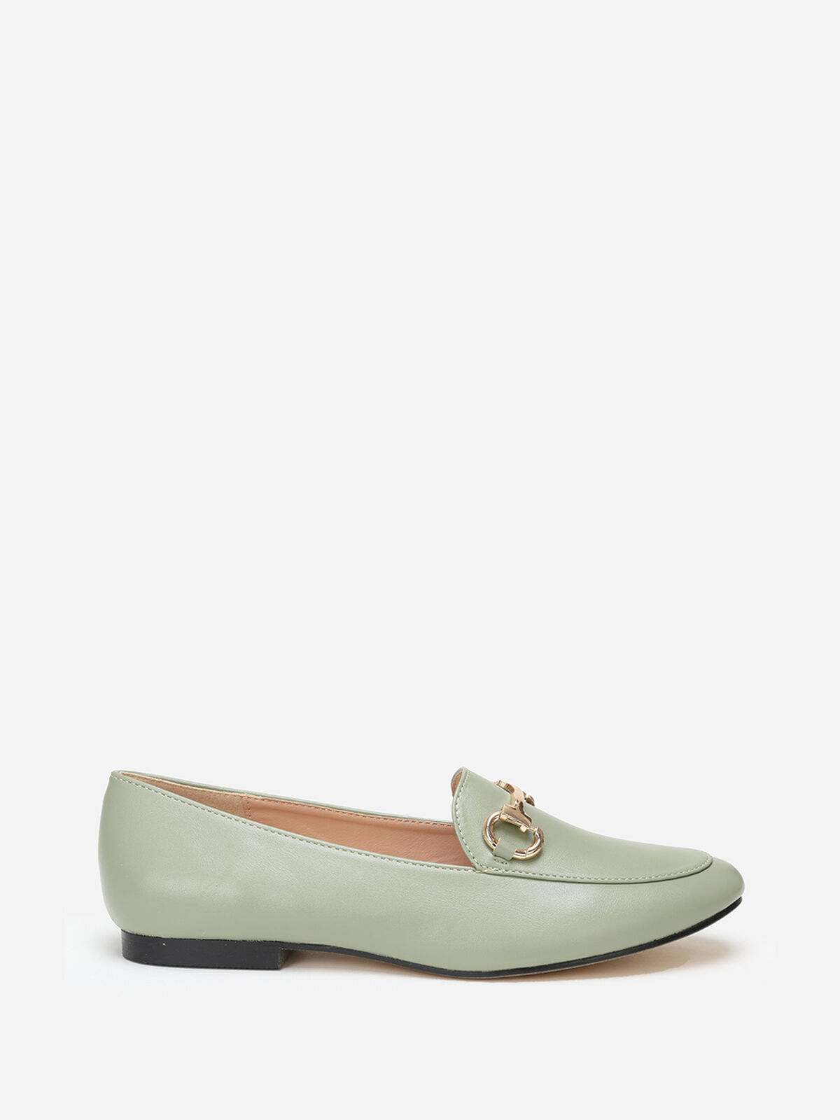 Mocassins plats à bride métallique- Vert