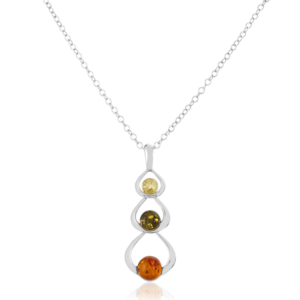 Collier Agneta Argent Blanc Ambre
