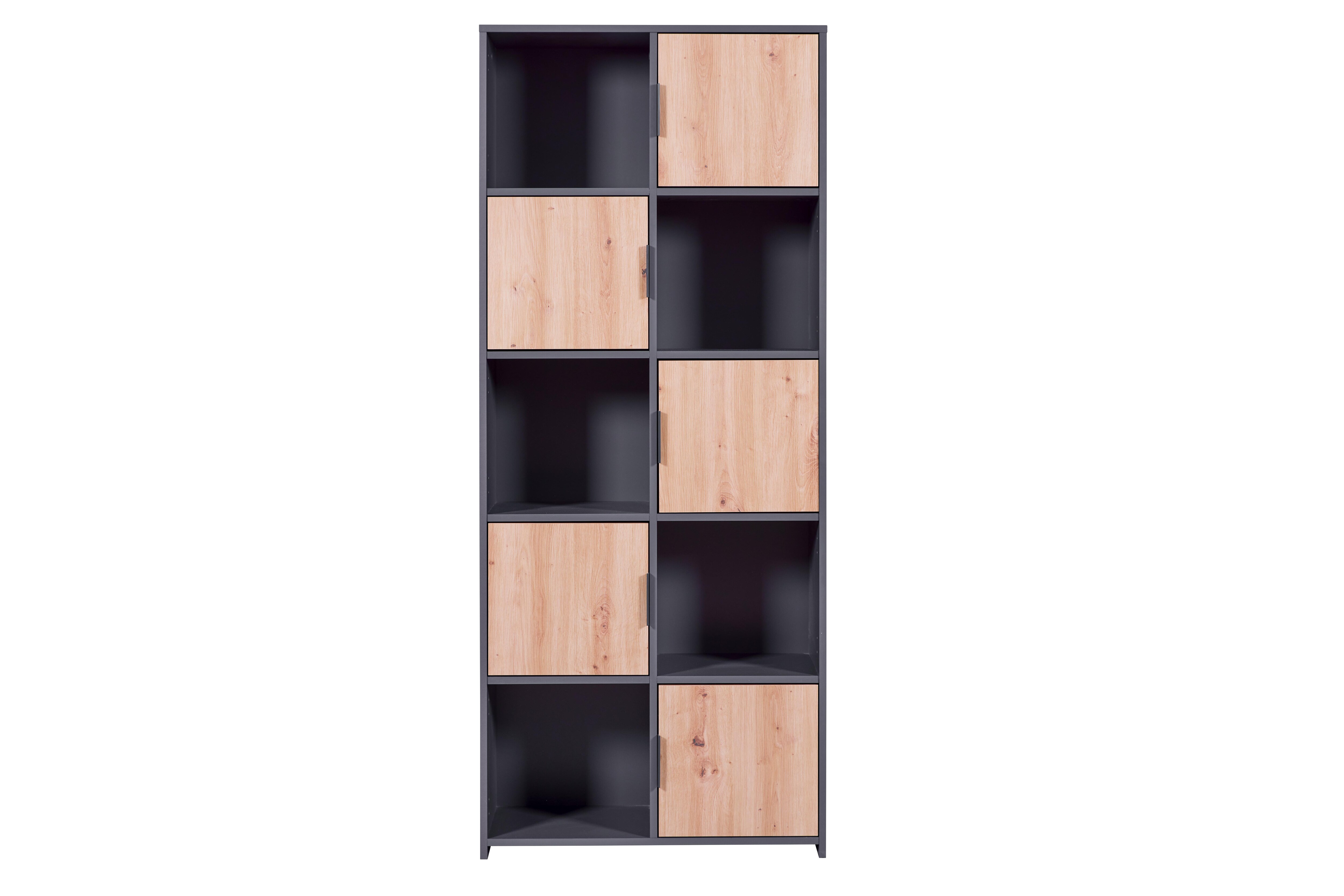 Inter Link Bücherregal Standregal Pepeto -versch. Ausführungen -Anthrazit und Eiche Artisan Nachbildung
