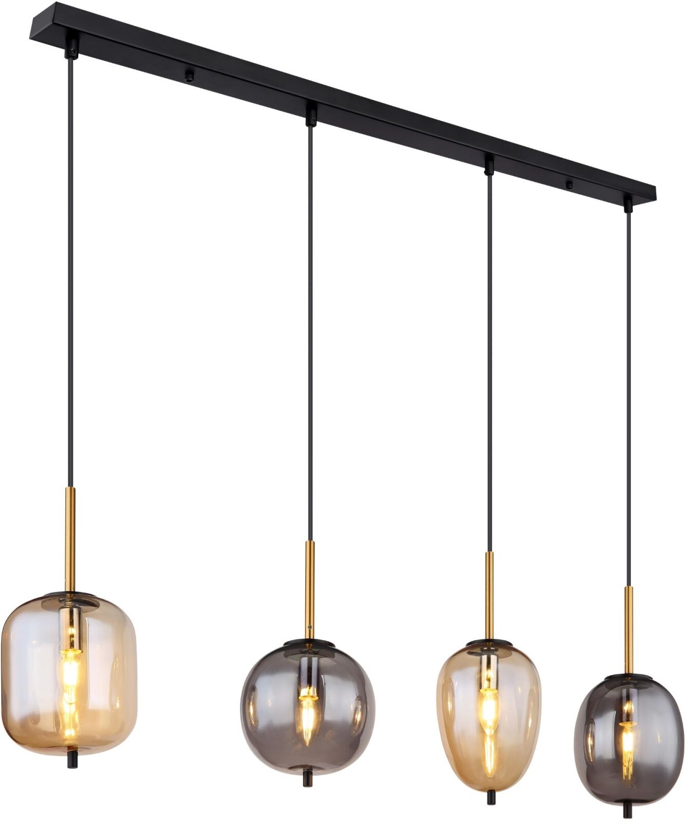 Pendelleuchte - schwarz-messingfarben matt - 120 cm