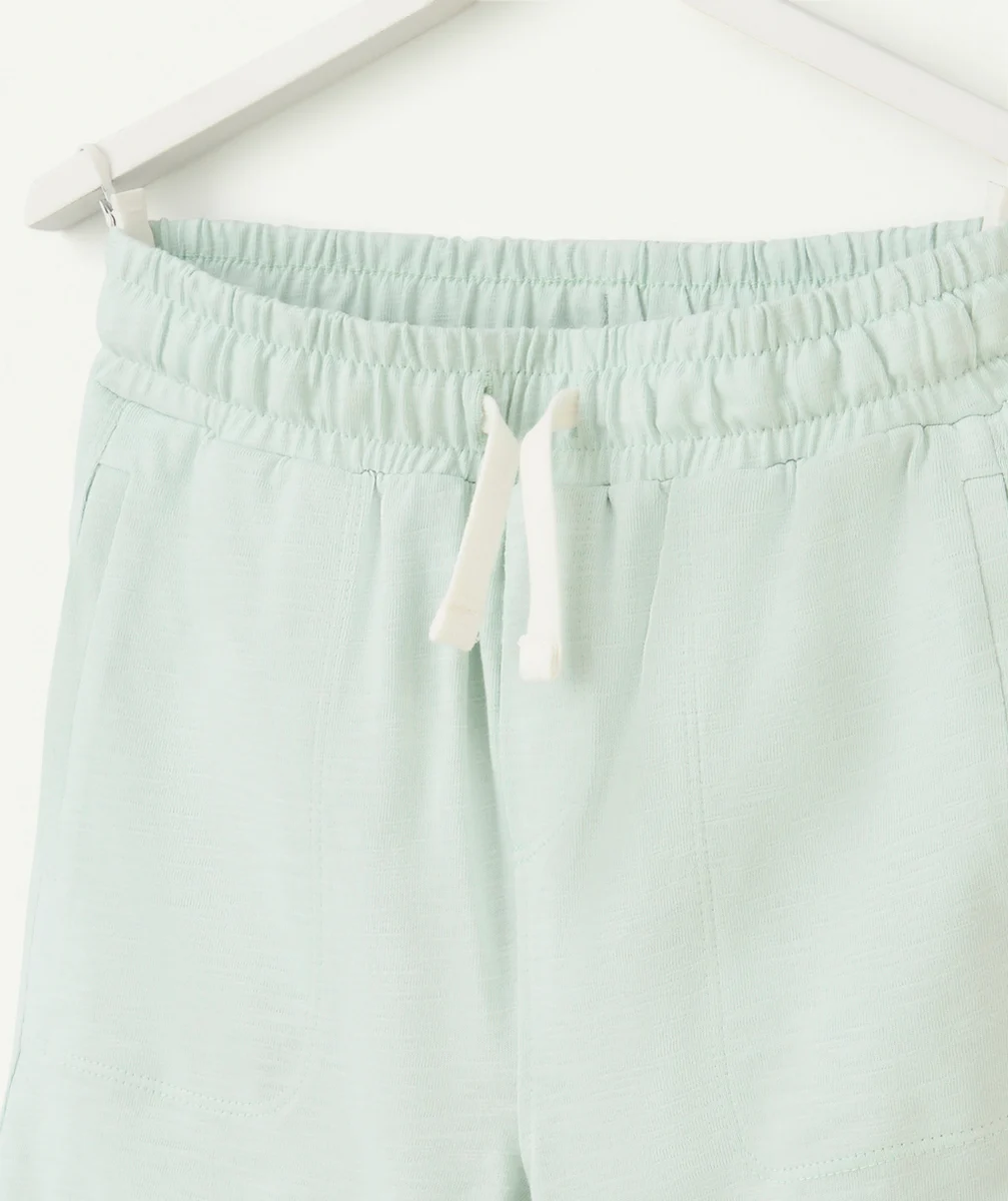 bermuda droit garçon en coton bio vert pastel