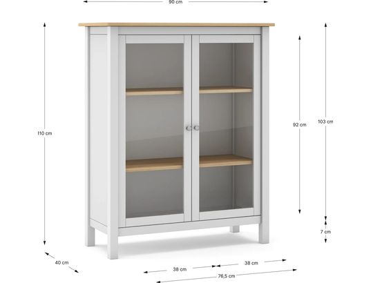 CONCEPT1 - Vitrine Misti 2P blanc chene 90 x 40 x h110