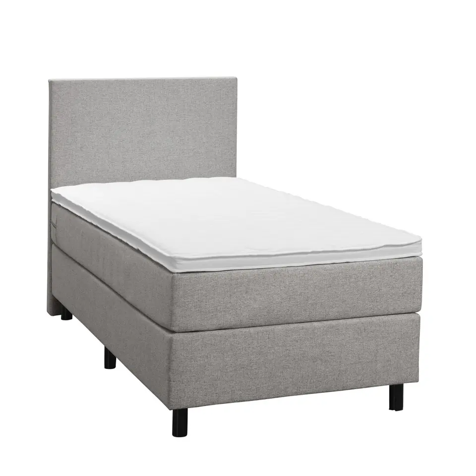 Boxspring Liv egaal - lichtgrijs - 90x200 cm - ronde poot