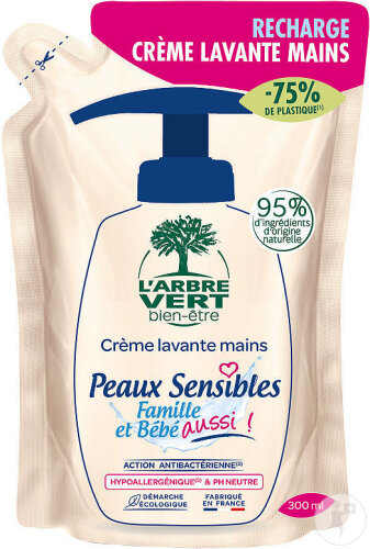 Arbre Vert Crème Lavante Mains Peaux Sensibles Recharge 300ml