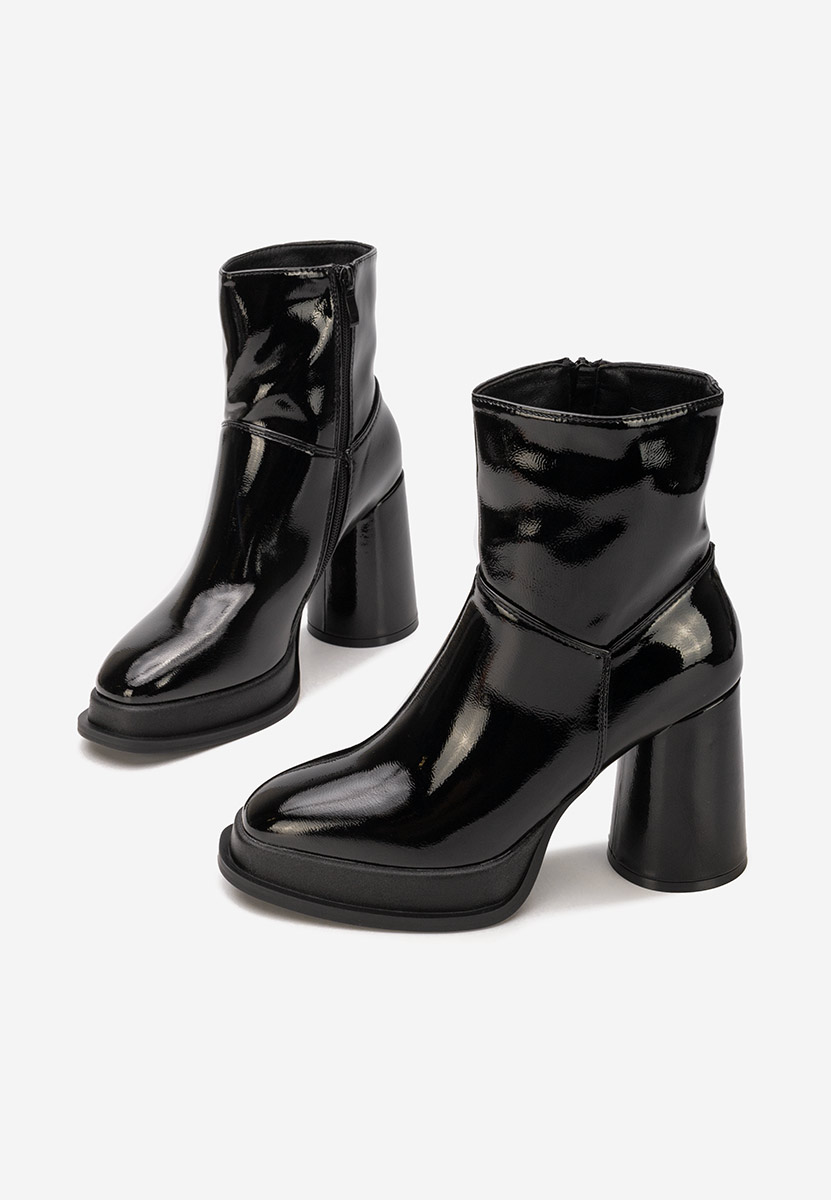 Bottines à gros talon noires Amiela